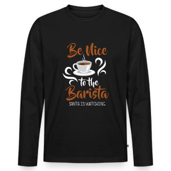 Espresso Cappuccino Work - Men's Premium Organic Long Sleeve Shirt - black - Front - Nico (187cm)