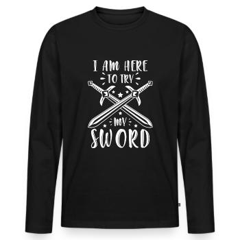 Sword Samurai Geek Duel - T-shirt manches longues Premium bio Homme - noir - Devant - Nico (187cm)