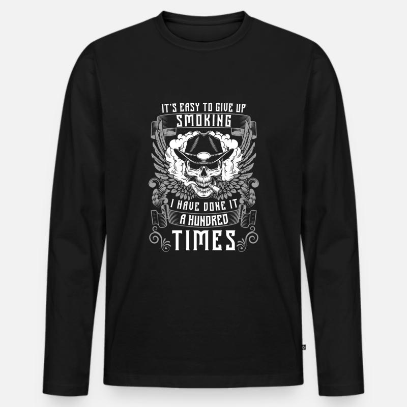 Nikotin Rauchfrei Sucht - Männer Premium Bio Langarmshirt - Schwarz