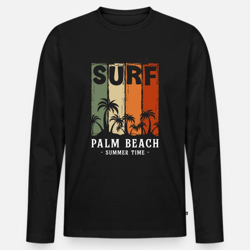 Urlaub Sonne Palme Brise - Männer Premium Bio Langarmshirt - Schwarz