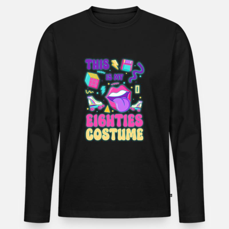 80er Cool - Männer Premium Bio Langarmshirt - Schwarz