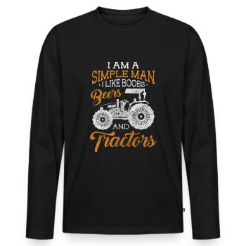 Tracteur Farm Tracteur Vie à la campagne - T-shirt manches longues Premium bio Homme - noir - Devant - Nico (187cm)