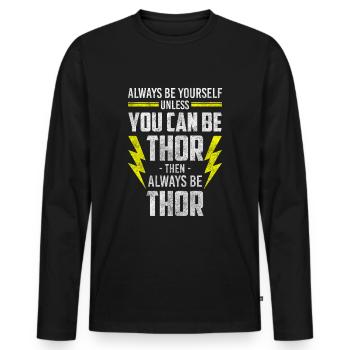 Thor Norse Asgard Symbols - Men's Premium Organic Long Sleeve Shirt - black - Front - Nico (187cm)