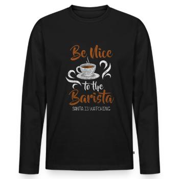 Barista portafilter latte macchiato morning grouch - Men's Premium Organic Long Sleeve Shirt - black - Front - Nico (187cm)
