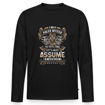 Police Law Uniform Handcuffs - Men's Premium Organic Long Sleeve Shirt - black - Front - Nico (187cm)