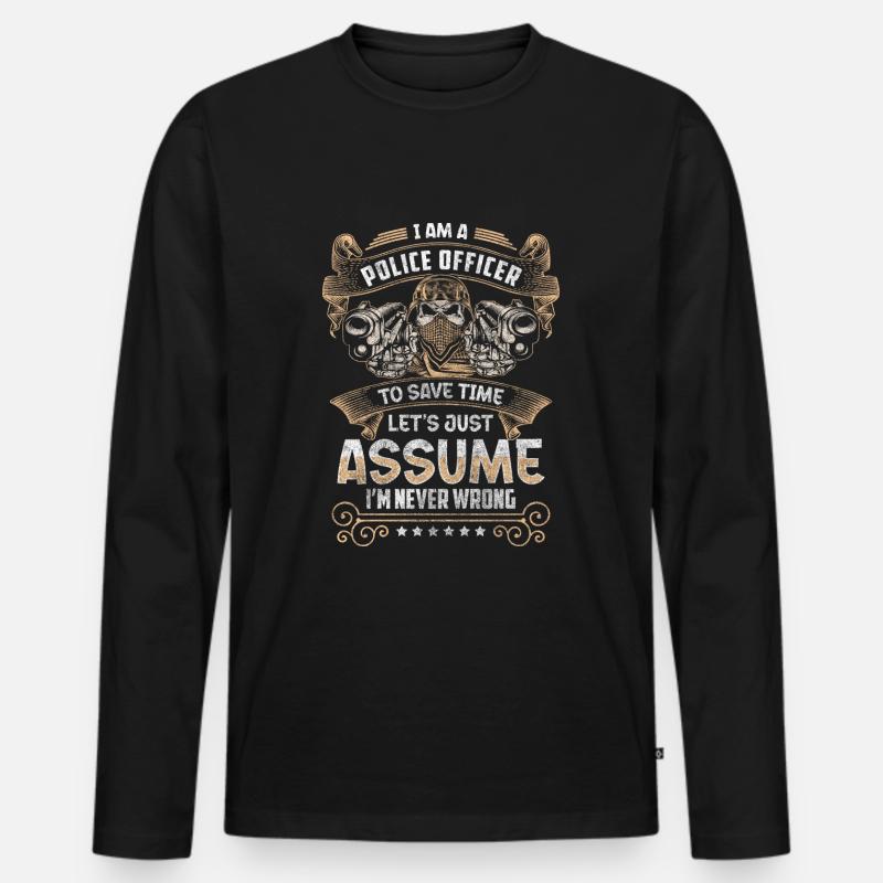 Polizei Recht Uniform Handschellen - Männer Premium Bio Langarmshirt - Schwarz