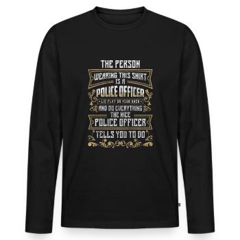 Police Sheriff Handcuffs - Men's Premium Organic Long Sleeve Shirt - black - Front - Nico (187cm)