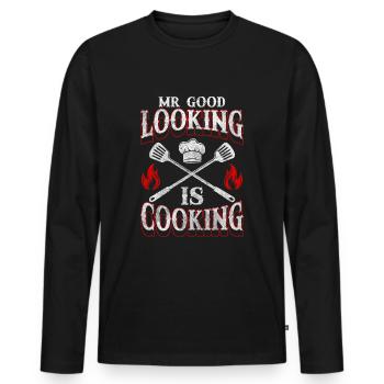 Koch Küchenchef Restaurant - Männer Premium Bio Langarmshirt - Schwarz - Vorne - Nico (187cm)