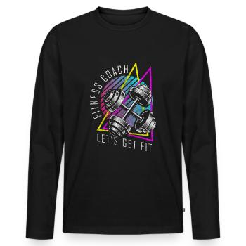 Développé couché de force de l’entraîneur - T-shirt manches longues Premium bio Homme - noir - Devant - Nico (187cm)