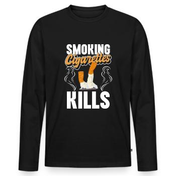 Smoking Gentleman No Smoking Santé - T-shirt manches longues Premium bio Homme - noir - Devant - Nico (187cm)