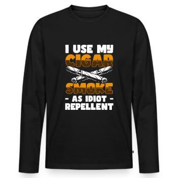Rauchen Kippe Cool - Männer Premium Bio Langarmshirt - Schwarz - Vorne - Nico (187cm)