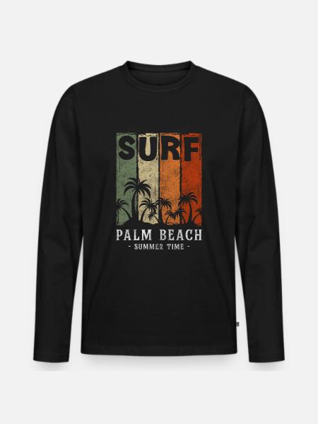 Summer, Warmth, Sun, Sunset - Men's Premium Organic Long Sleeve Shirt - black