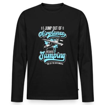 Fallschirmspringer Adrenalin Fliegen Base Jump - Männer Premium Bio Langarmshirt - Schwarz - Vorne - Nico (187cm)
