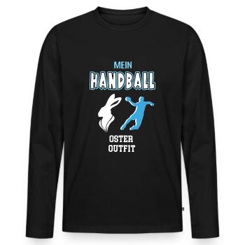 Handball Oster Outfit Ostergeschenk Handballer - Männer Premium Bio Langarmshirt - Schwarz - Vorne - Nico (187cm)