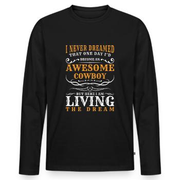 Revolver de cheval du Far West - T-shirt manches longues Premium bio Homme - noir - Devant - Nico (187cm)