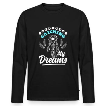 Dreaming Feathers Wishing Esotericism - Men's Premium Organic Long Sleeve Shirt - black - Front - Nico (187cm)