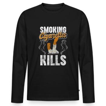 Raucher Qualm Rauchverbot Konsum - Männer Premium Bio Langarmshirt - Schwarz - Vorne - Nico (187cm)