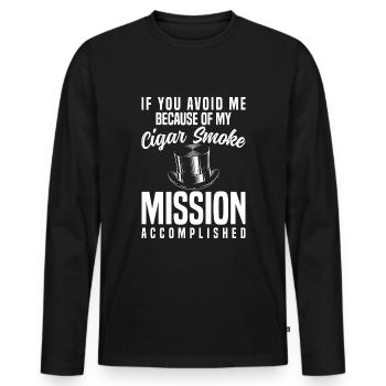 fumeur de cigares connaisseur de nicotine - T-shirt manches longues Premium bio Homme - noir - Devant - Nico (187cm)