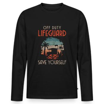 Lifeguard Sea Water Swimming Trunks - Men's Premium Organic Long Sleeve Shirt - black - Front - Nico (187cm)