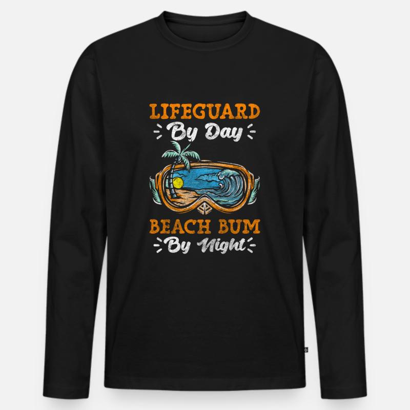 Rettungsschwimmer Strand Urlaub - Männer Premium Bio Langarmshirt - Schwarz
