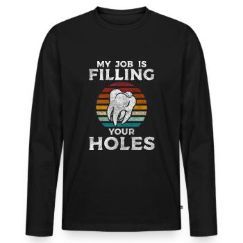 Dentist Specialty Important - Men's Premium Organic Long Sleeve Shirt - black - Front - Nico (187cm)