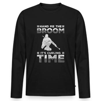 Curling Team Eis Eisbahn - Männer Premium Bio Langarmshirt - Schwarz - Vorne - Nico (187cm)