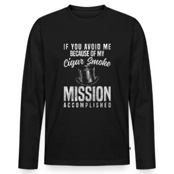 Fumer cigare Soirée des hommes Cuba plaisir - T-shirt manches longues Premium bio Homme - noir - Devant - Nico (187cm)