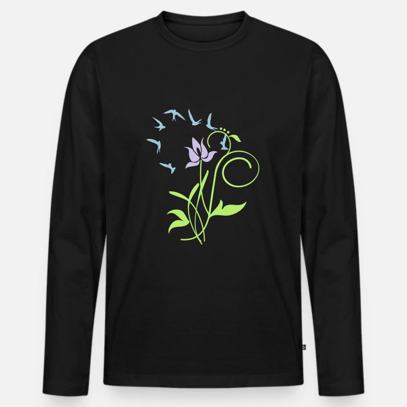 Orchidee / orchid (2c) - Männer Premium Bio Langarmshirt - Schwarz