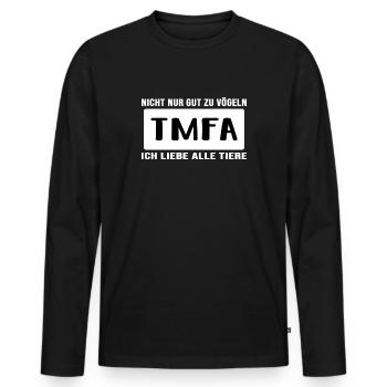 TMFA Tierheiler Tiermedizin TFA - Männer Premium Bio Langarmshirt - Schwarz - Vorne - Nico (187cm)