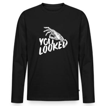 Regarder - T-shirt manches longues Premium bio Homme - noir - Devant - Nico (187cm)