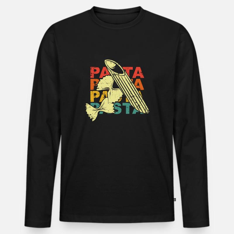 Nudeln - Männer Premium Bio Langarmshirt - Schwarz