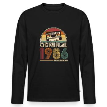 1986 né anniversaire de bande rétro - T-shirt manches longues Premium bio Homme - noir - Devant - Nico (187cm)