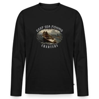 Deep Sea Fishing Charters - Men's Premium Organic Long Sleeve Shirt - black - Front - Nico (187cm)