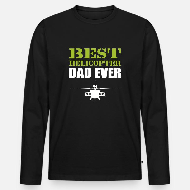 Hubschraubervater jemals Pilot Geschenk - Männer Premium Bio Langarmshirt - Schwarz