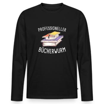 Professioneller Bücherwurm -Geschenk für Leseratte - Männer Premium Bio Langarmshirt - Schwarz - Vorne - Nico (187cm)