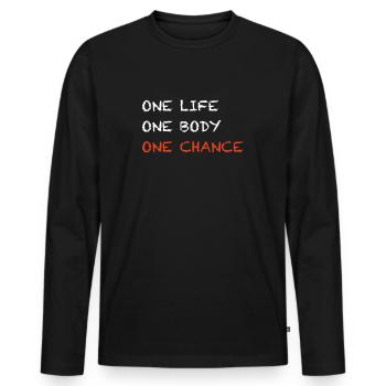 One Life one Body one Change | Fitness, Workout - Men's Premium Organic Long Sleeve Shirt - black - Front - Nico (187cm)