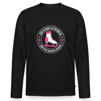 Zur Schule gezwungen zum Eislaufen geboren Eislauf - Männer Premium Bio Langarmshirt - Schwarz - Vorne - Nico (187cm)