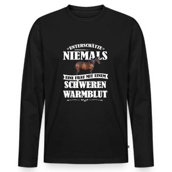 Warmblut Pferde Shirt-UNF - Männer Premium Bio Langarmshirt - Schwarz - Vorne - Nico (187cm)