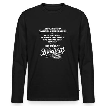 Landwirt-T-Shirt für Männer, Lebensplan f. Bauern - Männer Premium Bio Langarmshirt - Schwarz - Vorne - Nico (187cm)