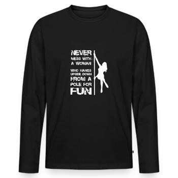 Pole danse femme cadeau - T-shirt manches longues Premium bio Homme - noir - Devant - Nico (187cm)