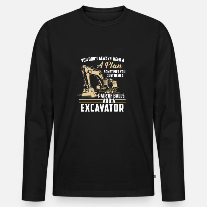 Bauarbeiter · Baustelle · Bagger · Keinen Plan - Männer Premium Bio Langarmshirt - Schwarz