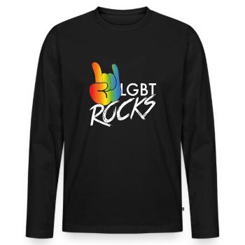 LGBT rock - T-shirt manches longues Premium bio Homme - noir - Devant - Nico (187cm)