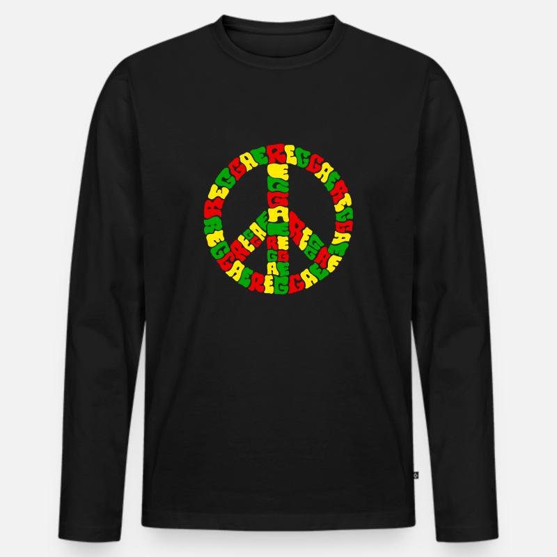 Reggae - Männer Premium Bio Langarmshirt - Schwarz