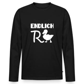 Rente Ente endlich für Rentner und Rentnerin - Männer Premium Bio Langarmshirt - Schwarz - Vorne - Nico (187cm)