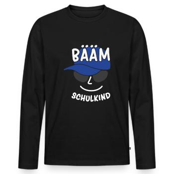 Bääm Schulkind cooler Erstklässler Spruch - Männer Premium Bio Langarmshirt - Schwarz - Vorne - Nico (187cm)