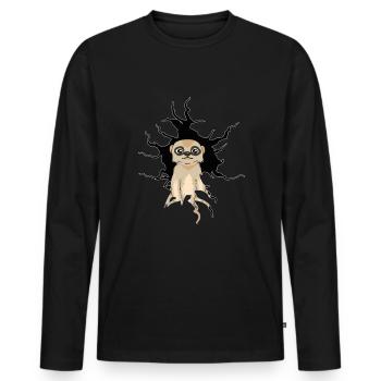 Crack hole meerkat - Men's Premium Organic Long Sleeve Shirt - black - Front - Nico (187cm)