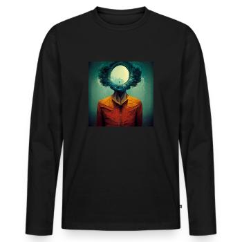 Tête Psychédélique - T-shirt manches longues Premium bio Homme - noir - Devant - Nico (187cm)