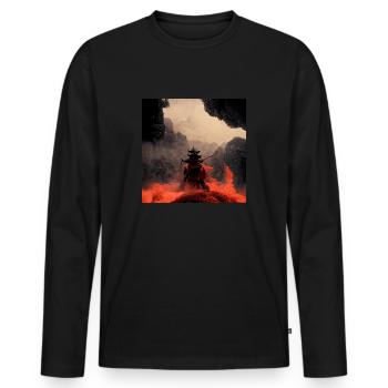 Japanisch Samurai Kampf - Männer Premium Bio Langarmshirt - Schwarz - Vorne - Nico (187cm)