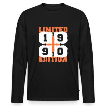 1990 Birthday 32 Years Limited Edition - Men's Premium Organic Long Sleeve Shirt - black - Front - Nico (187cm)