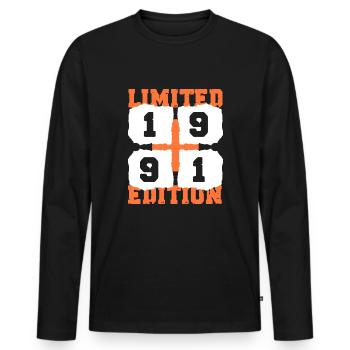 1991 Birthday 31 Years Limited Edition - Men's Premium Organic Long Sleeve Shirt - black - Front - Nico (187cm)